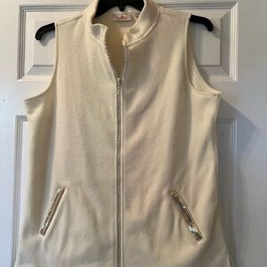 Quacker Factory Off White Vest with Rhinestones & Sequins - Size M
